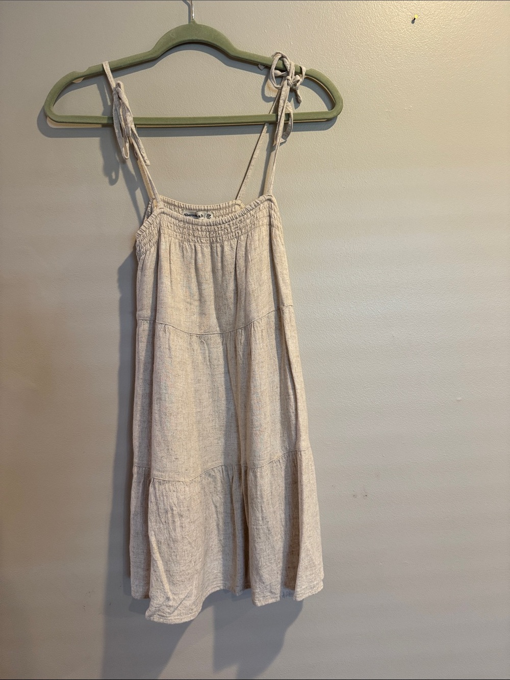 Abercrombie & Fitch Cream Tie-Shoulder Mini Dress